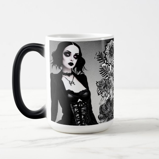 Taza Mágica Chica gótico negro y blanco (Izquierda)