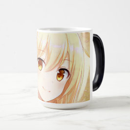 Taza Mágica Chica rubio sonriente con ojos ámbar anime manga