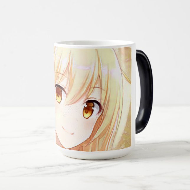 Taza Mágica Chica rubio sonriente con ojos ámbar anime manga (Anverso derecho)