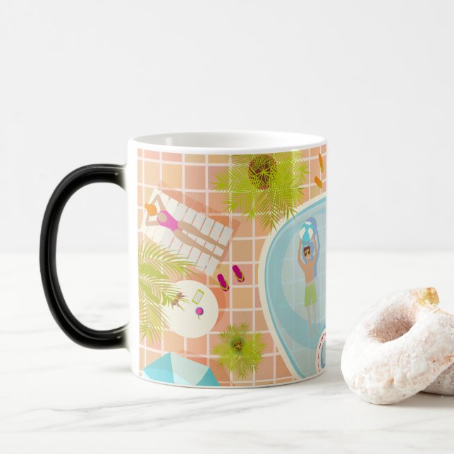 Taza Mágica Chicas de bikini y chicos jugando al billar (Con donut)