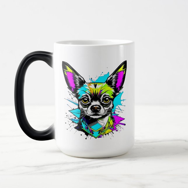 Taza Mágica Chihuahua Cyberpunk estilo Art Chi Mom (Izquierda)