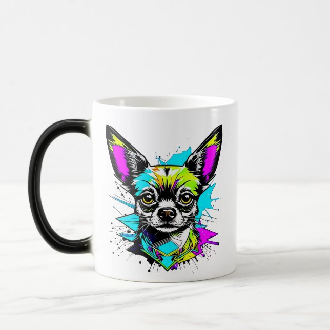 Taza Mágica Chihuahua Cyberpunk estilo Art Chi Mom (Izquierda)