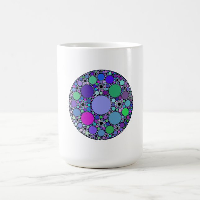 Taza Mágica Círculos fractales en verde rosa morado (Centro)
