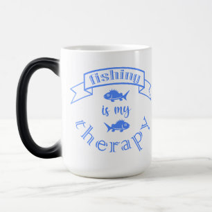 Taza Mágica Cita de la bandera Pesca es mi terapia