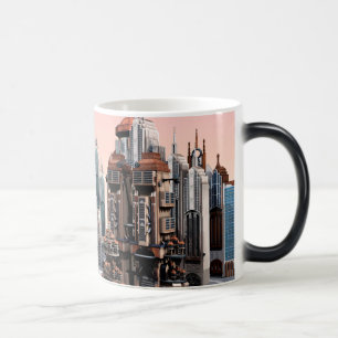 Taza Mágica Ciudad de Fantasía Futurista Arte de Horizonte Urb