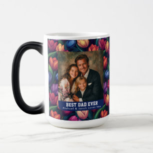 Taza Mágica Clásica Flor de Tulipán Perro Papá Cumpleaños Cerá