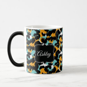 Taza Mágica Clásico Cheetah Imprimir Splash Aqua Monograma Per