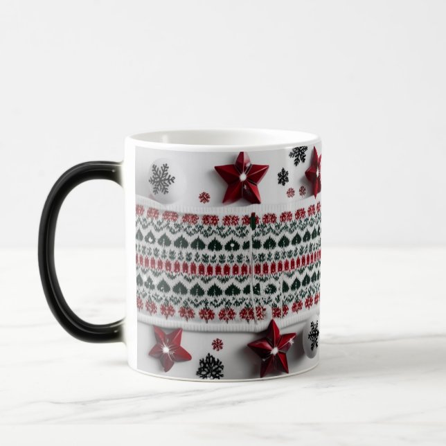 Taza Mágica Classic Red & Green Nordic Knit Pattern  (Izquierda)