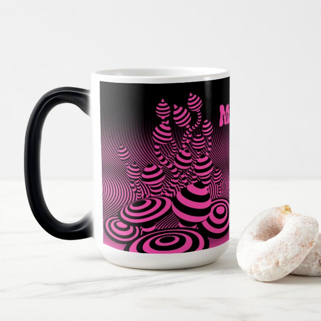 Taza Mágica Coffee Mug Magic Mushroom morphing geométrico. (Con donut)
