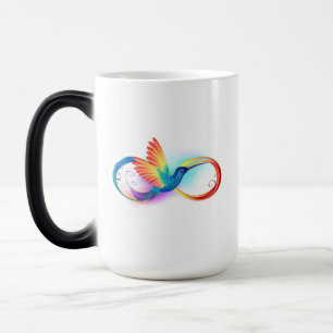 Taza Mágica Colibrí arcoíris con símbolo de infinito