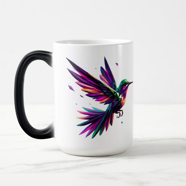 Taza Mágica Colibrí Arcoíris Geométrico – Arte Moderno Vibrant (Izquierda)