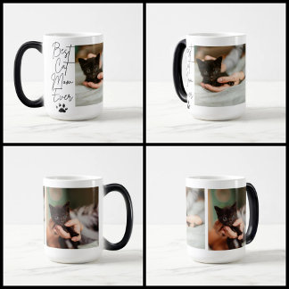 Taza Mágica Collage de fotos de la mejor gata del gato negro