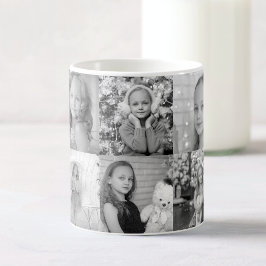 Taza Mágica Collage de fotos personalizado Blanco Y Negro De 1