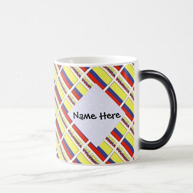 Taza Mágica Colombia Bandera colombiana Tile Black personaliza (Derecha)