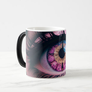Taza Mágica Colorida Fantasía Purpurina Rosa Ojo Cerrado Morph