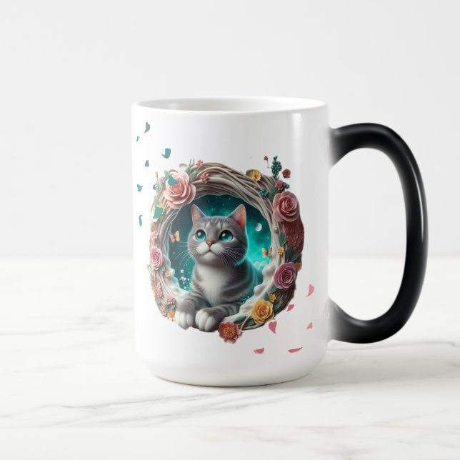 Taza Mágica Colorida vibrante cúpula caprichosa de gato 3D (Derecha)