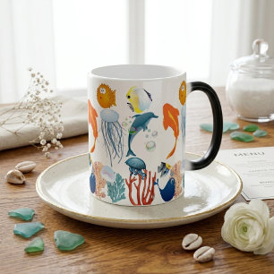 Taza Mágica Colorido pez de mar tropical vida marina diversión