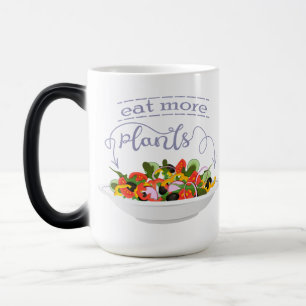 Taza Mágica Coma más plantas con letras de motivación de ensal