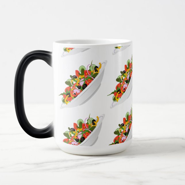 Taza Mágica Coma más plantas con letras de motivación de ensal (Izquierda)