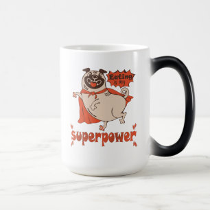 Taza Mágica Comer es mi sobrenombre rojo cloak pug estilo cómi