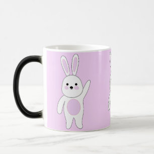 Taza Mágica Conejito. Blanco y rosa.