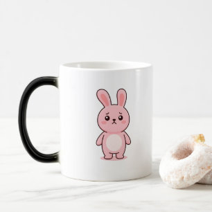 Taza Mágica Conejo Confundido Estilo Kawaii Mínimo