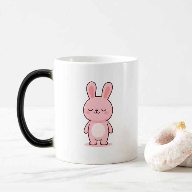 Taza Mágica Conejo Dormilón Estilo Kawaii Mínimo (Con donut)