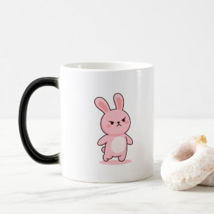 Taza Mágica Conejo Enojado Estilo Kawaii Mínimo