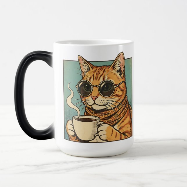 Taza Mágica Cool Cat Coffee Retro Style Design for Cat Lovers (Izquierda)