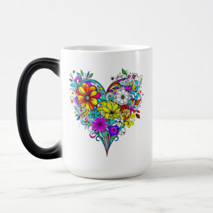 Taza Mágica Corazón floral personalizado