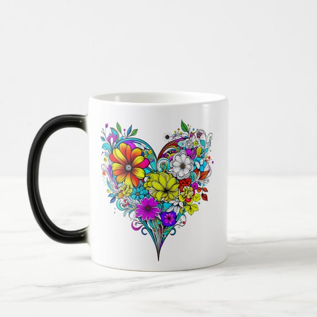 Taza Mágica Corazón floral personalizado (Izquierda)