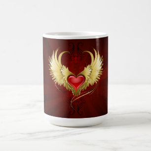 Taza Mágica Corazón Rojo con Alas Doradas
