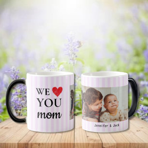 Taza Mágica Corazón soltero Rayas púrpuras que te queremos mam