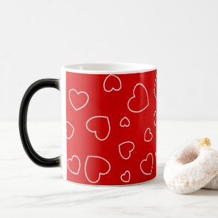 Taza Mágica Corazones felices juguetonas - Hermoso Red Mug