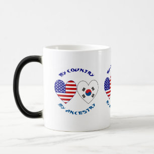 Taza Mágica Corea del Sur Bandera del Corazón de Estados Unido
