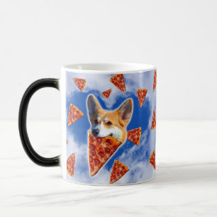 Taza Mágica Corgi Dog Eating Pizza