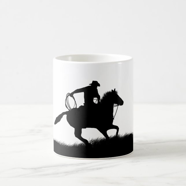 Taza Mágica Country Western Cowboy Horse Roping Coffee Mug (Centro)