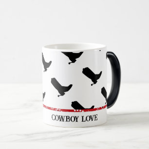 Taza Mágica Cowboy Love Boots Silhouette Pattern Red Bandana
