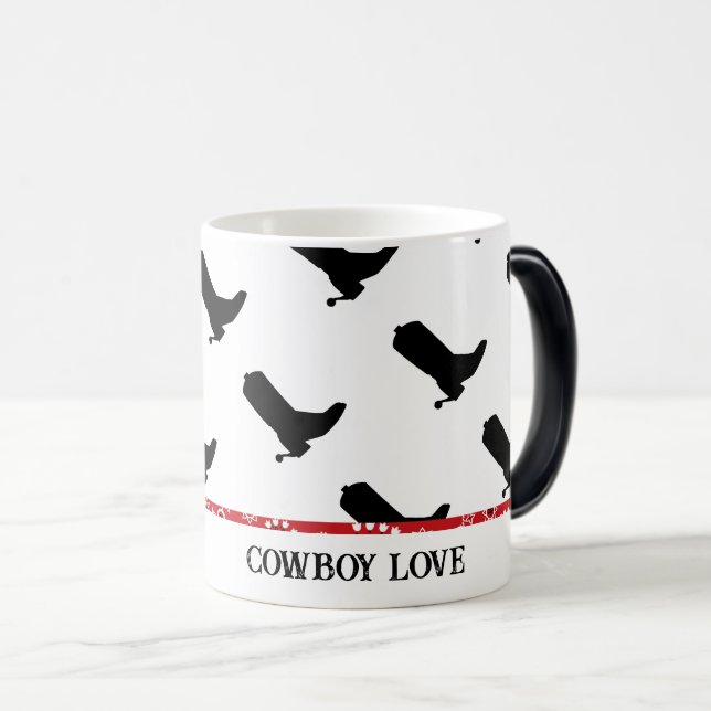 Taza Mágica Cowboy Love Boots Silhouette Pattern Red Bandana (Anverso derecho)