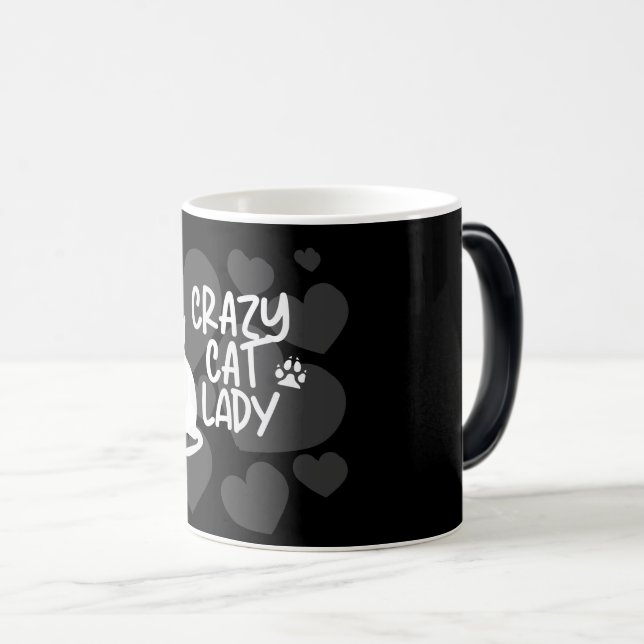 Taza Mágica Crazy Cat Lady Black T-Shirt (Anverso derecho)
