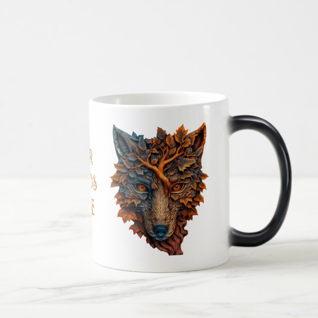 Taza Mágica Crea tu propia cabeza de lobo grabada en 3D (Derecha)