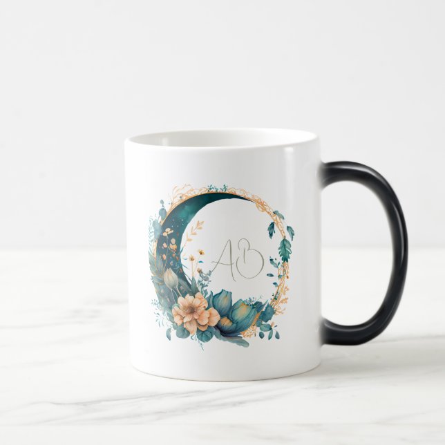 Taza Mágica Crea tu propia serpiente y Verde azulada luna flor (Derecha)