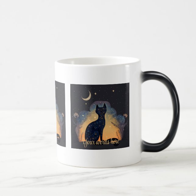 Taza Mágica Crea tu propia silueta de gato negro místico (Derecha)