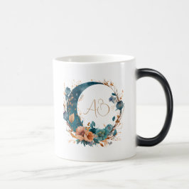 Taza Mágica Crea tu propio Boho Verde azulado y Luna Floral de