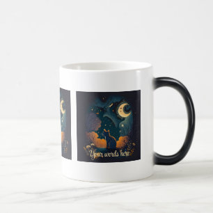 Taza Mágica Crea tu propio gato negro místico bajo la luna