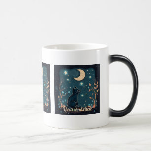 Taza Mágica Crea tu propio gato negro místico y flores silvest