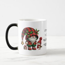 Taza Mágica Crea tu propio gnomo de pájaro de cuadros navideño
