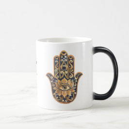 Taza Mágica Crea tu propio Hamsa color de agua negro y dorado