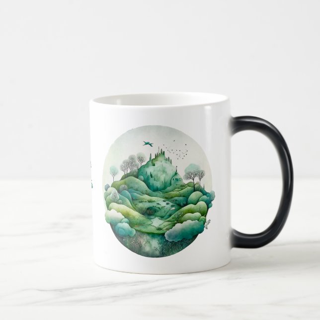 Taza Mágica Crea tu propio paisaje verde montañoso (Derecha)