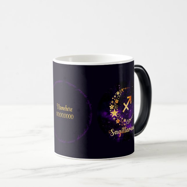 Taza Mágica Crea tu propio sagitario celeste púrpura (Anverso derecho)